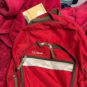 L.L. Bean Red and Olive Backpack